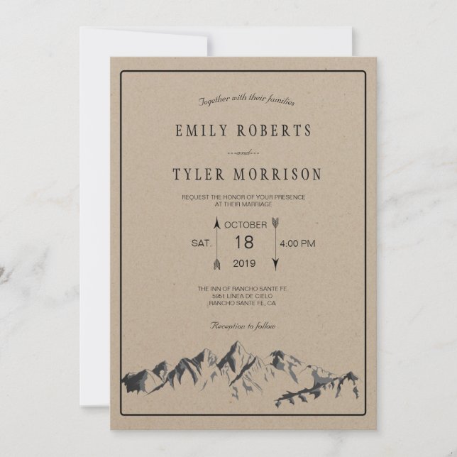 Refreshing Mountain Woodland Forest Wedding Invite (Front)