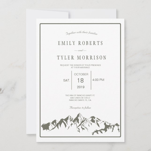 Refreshing Mountain Woodland Forest Wedding Invite (Front)