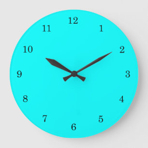 Refreshing Neon Blue Turquoise Solid Bright Colour Large Clock