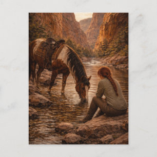 Refreshing Pause   Horse Art   Postcard