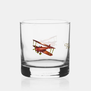Refreshing! Red Biplane Drinkware Set Whiskey Glass