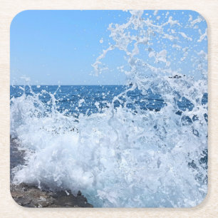 Refreshing Sea Spray Marine Energy Square Paper Coaster