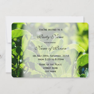 Refreshing spring, summer green leaves all party invitation