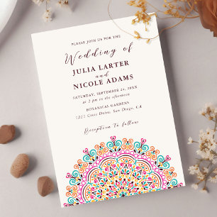 Refreshing Sunflower Mandala Wedding Invitation