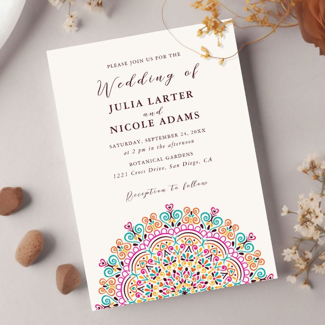 Refreshing Sunflower Mandala Wedding Invitation (Creator Uploaded)