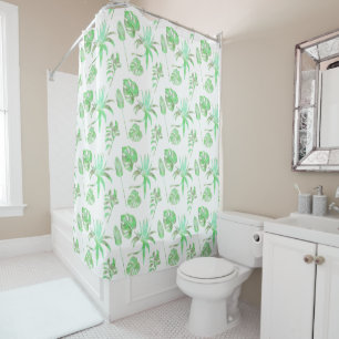 Refreshing Watercolor Tropical Shower Curtain