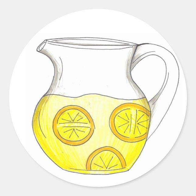 Refreshing Yellow Lemonade Lemon Ade Pitcher Drink Classic Round Sticker (Front)