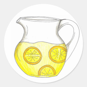 Refreshing Yellow Lemonade Lemon Ade Pitcher Drink Classic Round Sticker