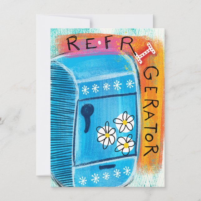 Refrigerator Fun Greeting Card - Cute Kitchen (Front)