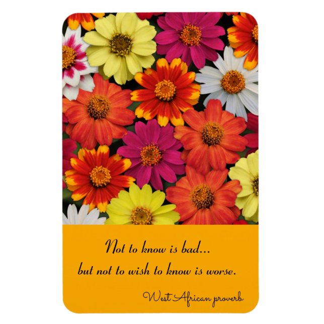 Refrigerator Magnet Colourful Zinnias Template (Vertical)