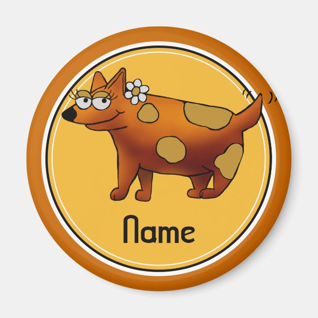 Refrigerator Magnet, Name Template, Cute Dog Magnet (Front)
