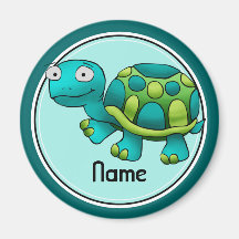 Refrigerator Magnet, Name Template, Cute Turtle