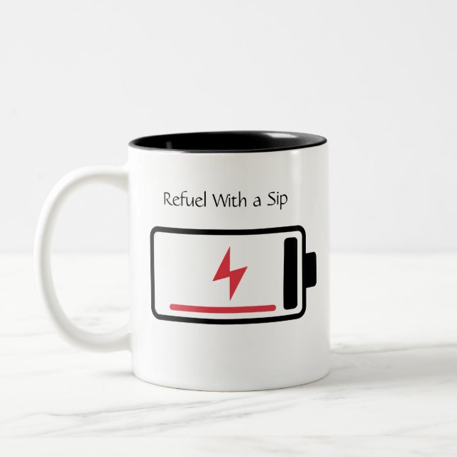 Refuel With a Sip Two-Tone Coffee Mug (Left)