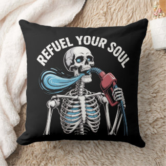 Refuel Your Soul Skeleton Art Cushion