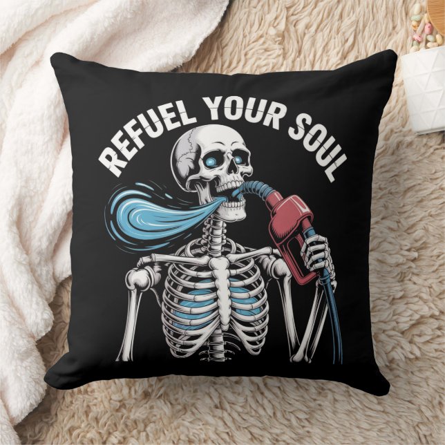 Refuel Your Soul Skeleton Art  Cushion (Blanket)
