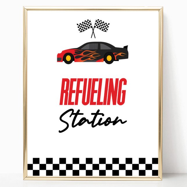 Refueling Station Red Race Car Drink Table Sign (Creator Uploaded)