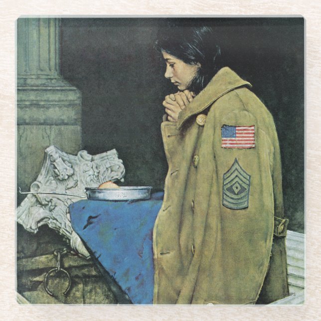 Refugee Thanksgiving Glass Coaster (Front)