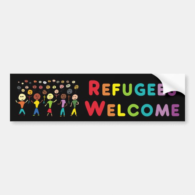 Refugees and Migrants Welcome Bumper Sticker (Front)