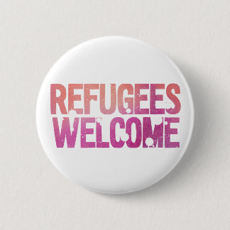 Refugees welcome 6 cm round badge