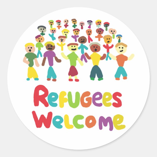 Refugees Welcome Classic Round Sticker (Front)