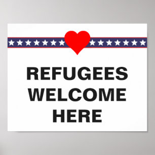Refugees Welcome Here: Custom Protest Poster