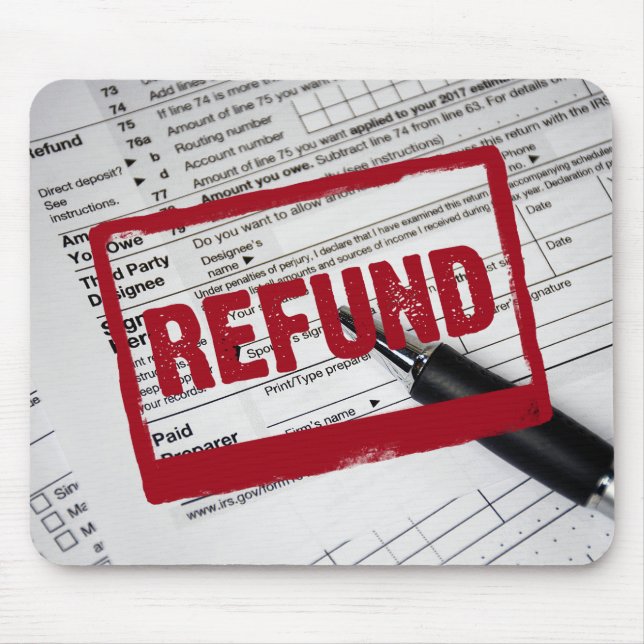 Refund Stamp on 1040 Tax Form Mouse Mat (Front)