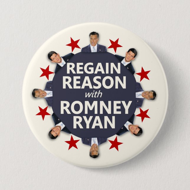 Regain Reason with Romney Ryan 7.5 Cm Round Badge (Front)