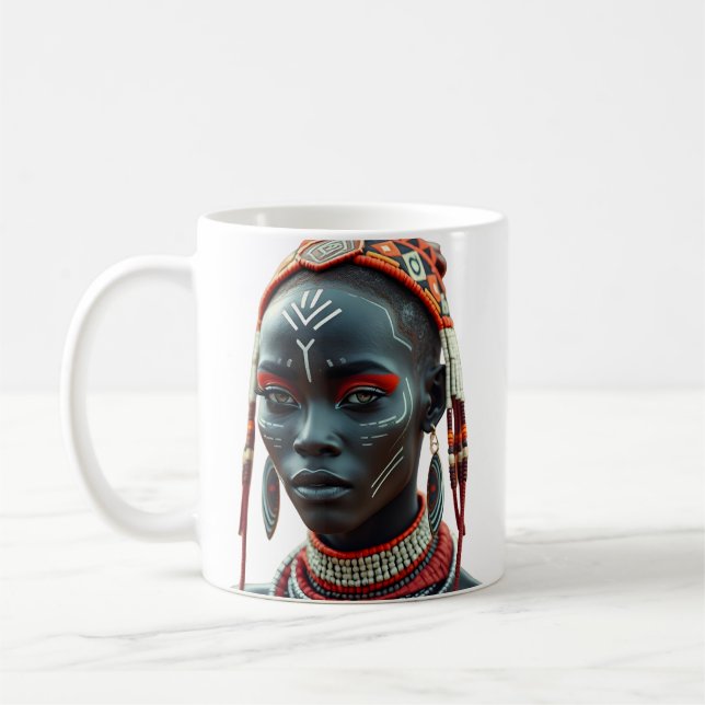 Regal African Tribal Beauty Mug | Afrocentric (Left)