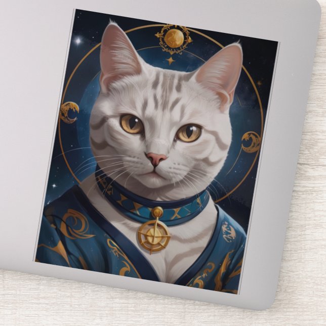 Regal American Shorthair Cat Dressed in Blue  (Detail)