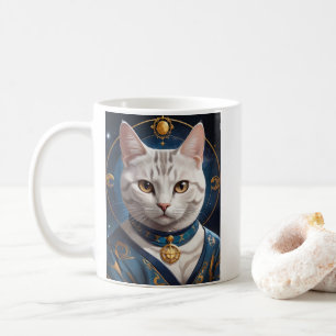 Regal American Shorthair Cat Dressed in Blue  Coffee Mug