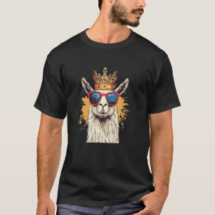 Regal and Funny Llama with Crown Design for Boys a T-Shirt