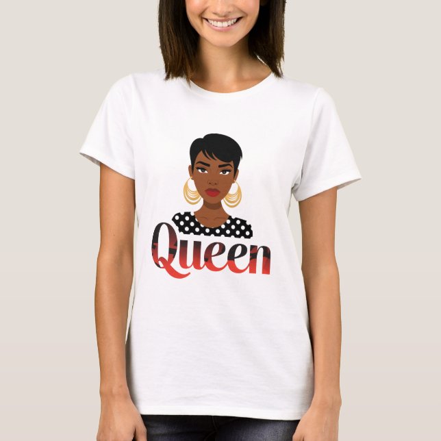  Regal Beauty - Elegant Portrait of a Black Queen T-Shirt (Front)