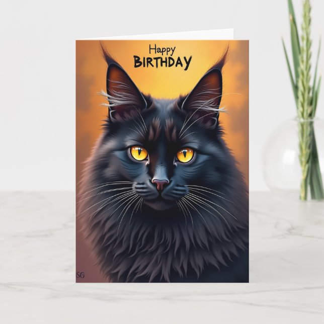 Regal Birthday Feline Card (Front)