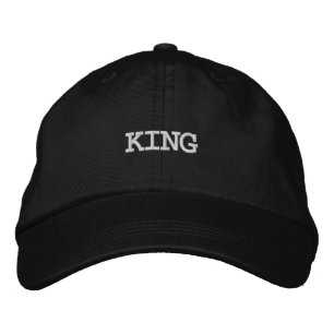 Regal Black Adjustable Cap with Elegant King Print