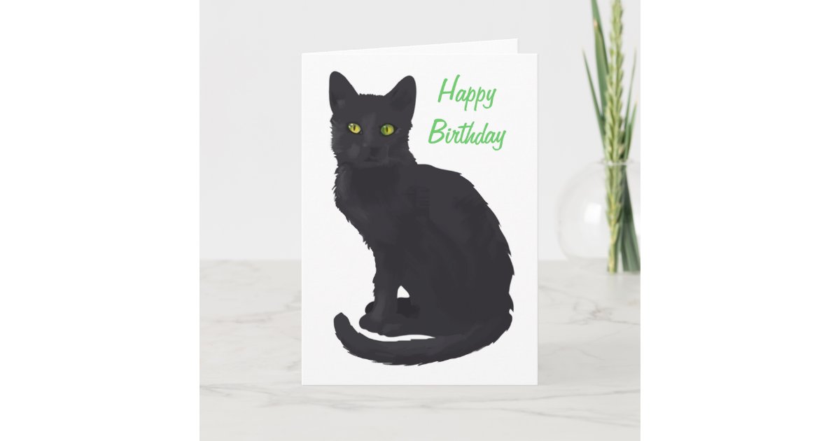  Regal Black Cat  Birthday Card Zazzle co uk