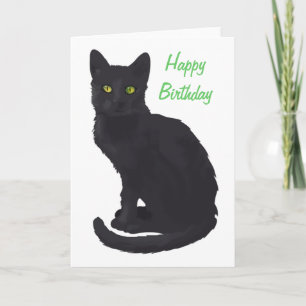 Regal Black Cat Birthday Card
