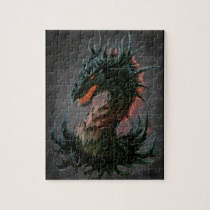 Regal Black Dragon Head - Full Colour Jigsaw Puzzle