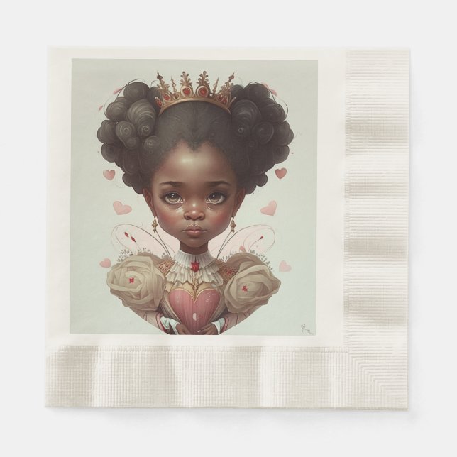 Regal Black Queen Of Hearts Napkins (Front)
