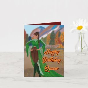 Regal Black Woman in Autumn   Birthday Card