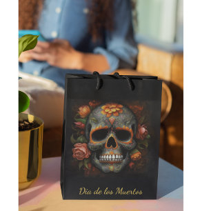 Regal Bloom Sugar Skull, custom Medium Gift Bag