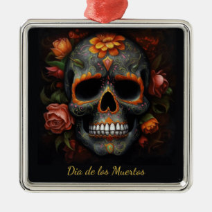 Regal Bloom Sugar Skull, custom Metal Tree Decoration