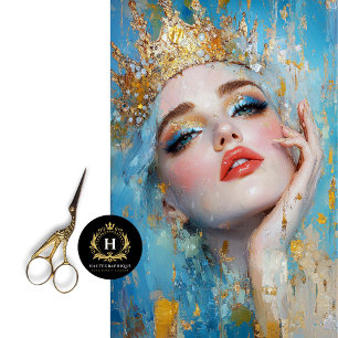 Regal Blue Queen Abstract Art Decoupage Tissue Paper