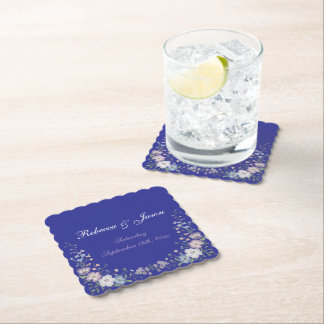 Regal Blue Vintage Elegance Garden Blooms Paper Coaster
