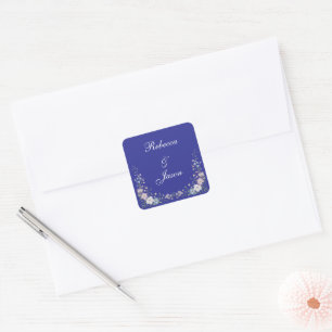 Regal Blue Vintage Elegance Garden Blooms Square Sticker