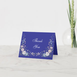 Regal Blue Vintage Elegance Garden Blooms Thank You Card