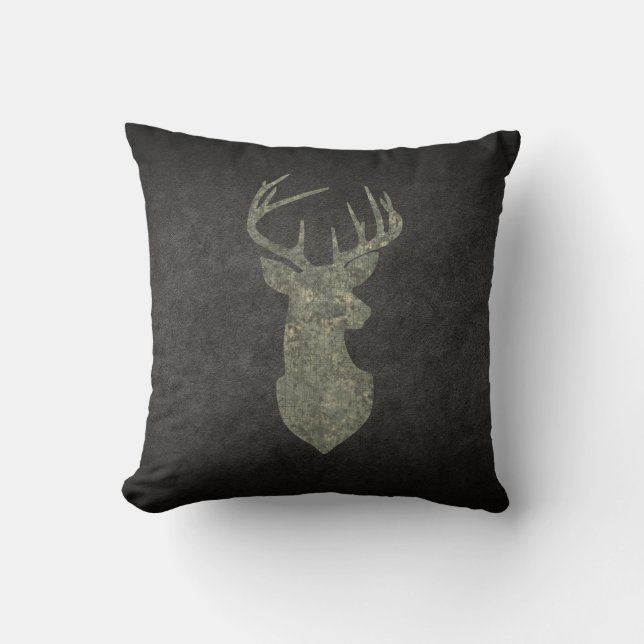 Regal Buck Trophy Deer Silhouette in Camouflage Cushion (Front)