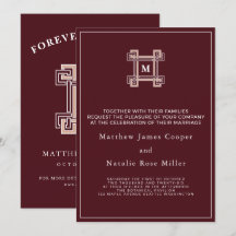 Regal Burgundy Dusty Rose Greek Key Crest