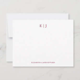 Regal Burgundy Red Monogram Initials Personalised Card