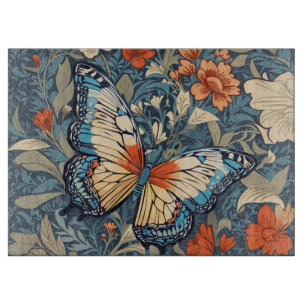 Regal Butterfly Amidst William Morris Floral Cutting Board