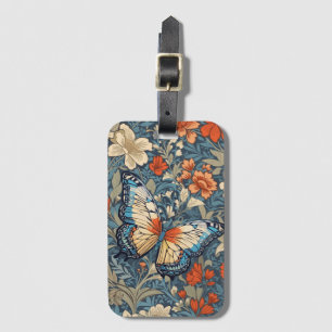 Regal Butterfly Amidst William Morris Floral Luggage Tag